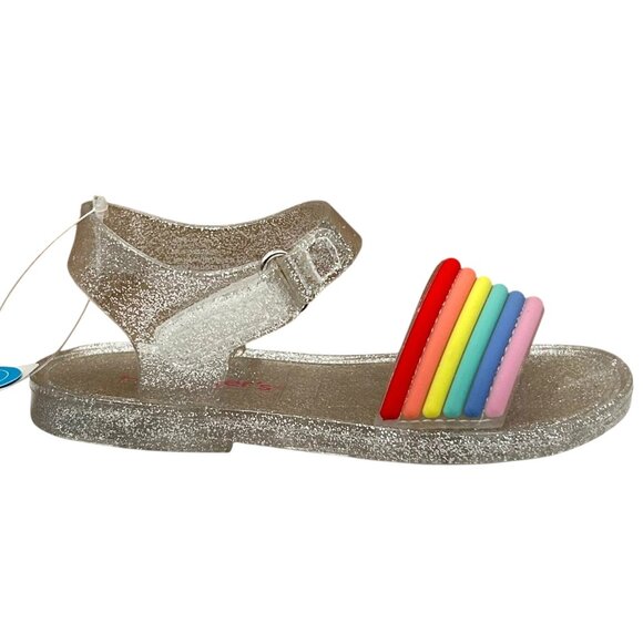 Carters Toddler Girls Jelly Sandals Size 7 Silver Rainbow Flexible & Lightweight - Picture 2 of 12